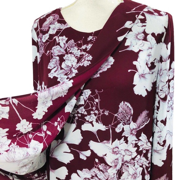 NWT BCBG MaxAzria Ashton Floral Layered Dress Long Sleeve Size M - Picture 7 of 10